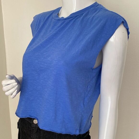 Sundry Royal Blue Muscle Tee w High Neckline and Relaxed Fit Anthropologie - Picture 2 of 5